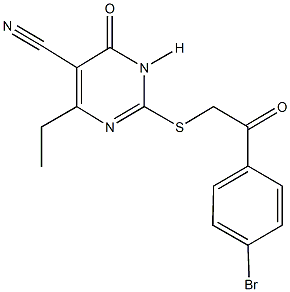 2-{[2-(4-bromophenyl)-2-oxoethyl]sulfanyl}-4-ethyl-6-oxo-1,6-dihydro-5-pyrimidinecarbonitrile 구조식 이미지