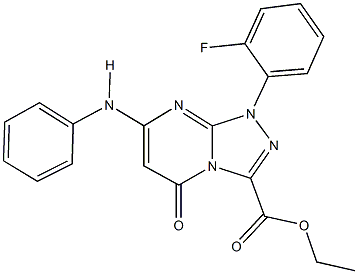 ethyl 7-anilino-1-(2-fluorophenyl)-5-oxo-1,5-dihydro[1,2,4]triazolo[4,3-a]pyrimidine-3-carboxylate 구조식 이미지