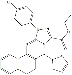 ethyl 11-(4-chlorophenyl)-7-(2-thienyl)-5,6,7,11-tetrahydrobenzo[h][1,2,4]triazolo[3,4-b]quinazoline-9-carboxylate Structure