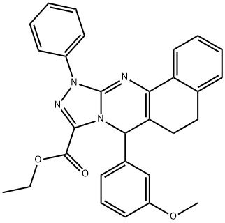 ethyl 7-(3-methoxyphenyl)-11-phenyl-5,6,7,11-tetrahydrobenzo[h][1,2,4]triazolo[3,4-b]quinazoline-9-carboxylate Structure