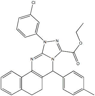 ethyl 11-(3-chlorophenyl)-7-(4-methylphenyl)-5,6,7,11-tetrahydrobenzo[h][1,2,4]triazolo[3,4-b]quinazoline-9-carboxylate 구조식 이미지
