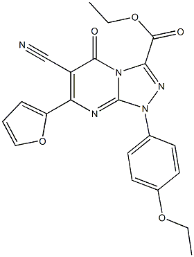 ethyl 6-cyano-1-(4-ethoxyphenyl)-7-(2-furyl)-5-oxo-1,5-dihydro[1,2,4]triazolo[4,3-a]pyrimidine-3-carboxylate 구조식 이미지