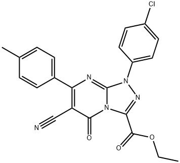 ethyl 1-(4-chlorophenyl)-6-cyano-7-(4-methylphenyl)-5-oxo-1,5-dihydro[1,2,4]triazolo[4,3-a]pyrimidine-3-carboxylate 구조식 이미지