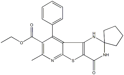 ethyl 7'-methyl-4'-oxo-9'-phenyl-1',2',3',4'-tetrahydrospiro(cyclopentane-1,2'-pyrido[3',2':4,5]thieno[3,2-d]pyrimidine)-8'-carboxylate 구조식 이미지