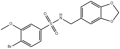 N-(1,3-benzodioxol-5-ylmethyl)-4-bromo-3-methoxybenzenesulfonamide 구조식 이미지