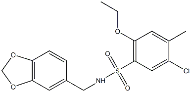 N-(1,3-benzodioxol-5-ylmethyl)-5-chloro-2-ethoxy-4-methylbenzenesulfonamide 구조식 이미지