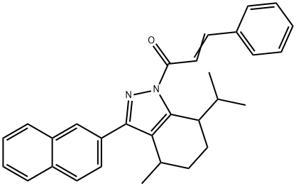 1-cinnamoyl-7-isopropyl-4-methyl-3-(2-naphthyl)-4,5,6,7-tetrahydro-1H-indazole 구조식 이미지