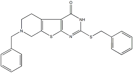 7-benzyl-2-(benzylsulfanyl)-5,6,7,8-tetrahydropyrido[4',3':4,5]thieno[2,3-d]pyrimidin-4(3H)-one Structure