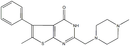 6-methyl-2-[(4-methyl-1-piperazinyl)methyl]-5-phenylthieno[2,3-d]pyrimidin-4(3H)-one Structure