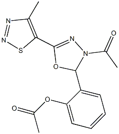 2-[3-acetyl-5-(4-methyl-1,2,3-thiadiazol-5-yl)-2,3-dihydro-1,3,4-oxadiazol-2-yl]phenyl acetate 구조식 이미지