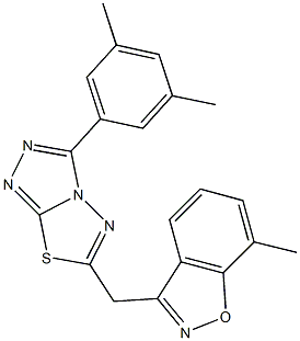 3-{[3-(3,5-dimethylphenyl)[1,2,4]triazolo[3,4-b][1,3,4]thiadiazol-6-yl]methyl}-7-methyl-1,2-benzisoxazole 구조식 이미지