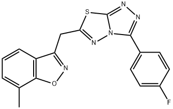 3-{[3-(4-fluorophenyl)[1,2,4]triazolo[3,4-b][1,3,4]thiadiazol-6-yl]methyl}-7-methyl-1,2-benzisoxazole 구조식 이미지