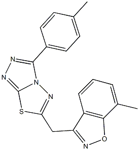 7-methyl-3-{[3-(4-methylphenyl)[1,2,4]triazolo[3,4-b][1,3,4]thiadiazol-6-yl]methyl}-1,2-benzisoxazole Structure