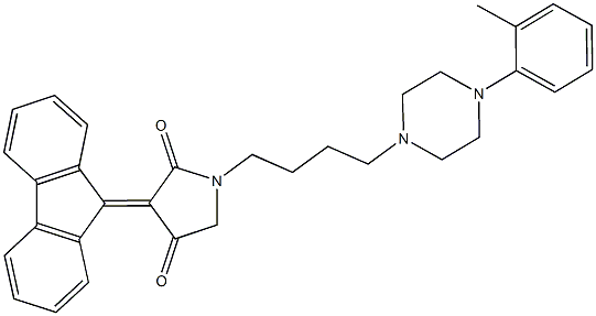 3-(9H-fluoren-9-ylidene)-1-{4-[4-(2-methylphenyl)-1-piperazinyl]butyl}-2,4-pyrrolidinedione 구조식 이미지