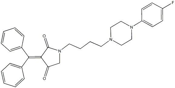 3-(diphenylmethylene)-1-{4-[4-(4-fluorophenyl)-1-piperazinyl]butyl}-2,4-pyrrolidinedione Structure