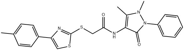 N-(1,5-dimethyl-3-oxo-2-phenyl-2,3-dihydro-1H-pyrazol-4-yl)-2-{[4-(4-methylphenyl)-1,3-thiazol-2-yl]sulfanyl}acetamide 구조식 이미지