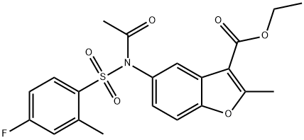 ethyl 5-{acetyl[(4-fluoro-2-methylphenyl)sulfonyl]amino}-2-methyl-1-benzofuran-3-carboxylate Structure