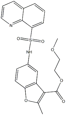 2-methoxyethyl 2-methyl-5-[(8-quinolinylsulfonyl)amino]-1-benzofuran-3-carboxylate 구조식 이미지