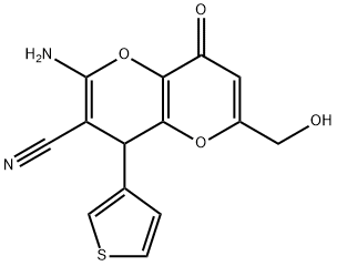 2-amino-6-(hydroxymethyl)-8-oxo-4-(3-thienyl)-4,8-dihydropyrano[3,2-b]pyran-3-carbonitrile 구조식 이미지