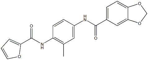 N-[4-(2-furoylamino)-3-methylphenyl]-1,3-benzodioxole-5-carboxamide 구조식 이미지