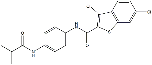 3,6-dichloro-N-[4-(isobutyrylamino)phenyl]-1-benzothiophene-2-carboxamide 구조식 이미지