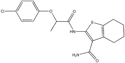 2-{[2-(4-chlorophenoxy)propanoyl]amino}-4,5,6,7-tetrahydro-1-benzothiophene-3-carboxamide 구조식 이미지