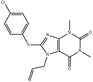 7-allyl-8-[(4-chlorophenyl)sulfanyl]-1,3-dimethyl-3,7-dihydro-1H-purine-2,6-dione Structure