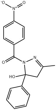 1-({4-nitrophenyl}carbonyl)-3-methyl-5-phenyl-4,5-dihydro-1H-pyrazol-5-ol Structure