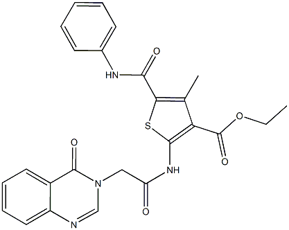 ethyl 5-(anilinocarbonyl)-4-methyl-2-{[(4-oxo-3(4H)-quinazolinyl)acetyl]amino}-3-thiophenecarboxylate 구조식 이미지