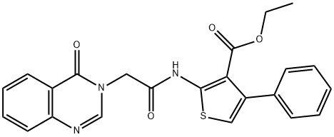 ethyl 2-{[(4-oxo-3(4H)-quinazolinyl)acetyl]amino}-4-phenyl-3-thiophenecarboxylate 구조식 이미지