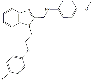 N-({1-[2-(4-chlorophenoxy)ethyl]-1H-benzimidazol-2-yl}methyl)-N-(4-methoxyphenyl)amine 구조식 이미지