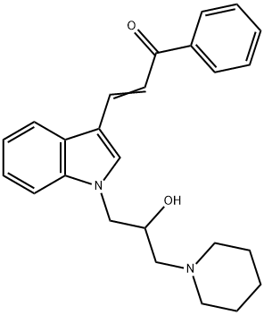 3-{1-[2-hydroxy-3-(1-piperidinyl)propyl]-1H-indol-3-yl}-1-phenyl-2-propen-1-one 구조식 이미지