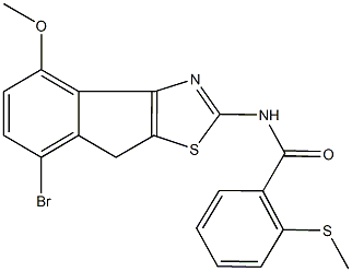 N-(7-bromo-4-methoxy-8H-indeno[1,2-d][1,3]thiazol-2-yl)-2-(methylsulfanyl)benzamide 구조식 이미지