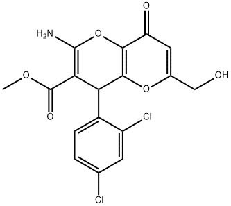 methyl 2-amino-4-(2,4-dichlorophenyl)-6-(hydroxymethyl)-8-oxo-4,8-dihydropyrano[3,2-b]pyran-3-carboxylate 구조식 이미지