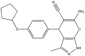 6-amino-4-[4-(cyclopentyloxy)phenyl]-3-methyl-1,4-dihydropyrano[2,3-c]pyrazole-5-carbonitrile 구조식 이미지