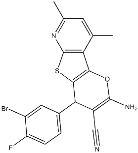 2-amino-4-(3-bromo-4-fluorophenyl)-7,9-dimethyl-4H-pyrano[2',3':4,5]thieno[2,3-b]pyridine-3-carbonitrile 구조식 이미지