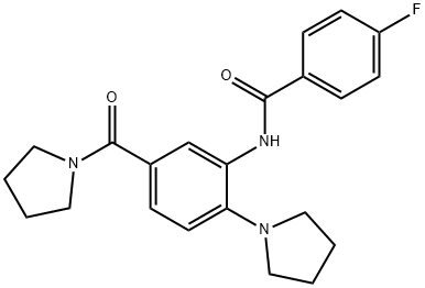 4-fluoro-N-[2-(1-pyrrolidinyl)-5-(1-pyrrolidinylcarbonyl)phenyl]benzamide 구조식 이미지