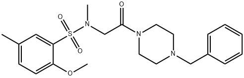 N-[2-(4-benzyl-1-piperazinyl)-2-oxoethyl]-2-methoxy-N,5-dimethylbenzenesulfonamide 구조식 이미지