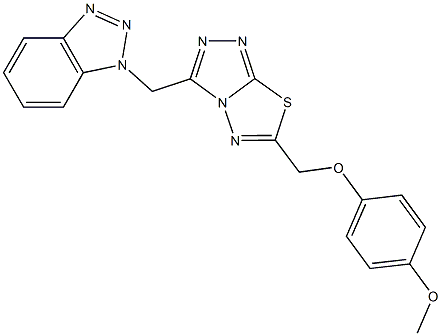 1-({6-[(4-methoxyphenoxy)methyl][1,2,4]triazolo[3,4-b][1,3,4]thiadiazol-3-yl}methyl)-1H-1,2,3-benzotriazole 구조식 이미지