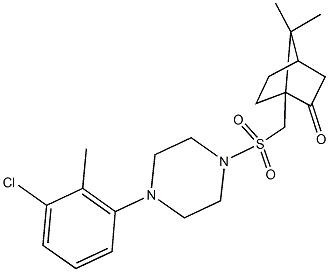 1-({[4-(3-chloro-2-methylphenyl)-1-piperazinyl]sulfonyl}methyl)-7,7-dimethylbicyclo[2.2.1]heptan-2-one Structure