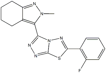 3-[6-(2-fluorophenyl)[1,2,4]triazolo[3,4-b][1,3,4]thiadiazol-3-yl]-2-methyl-4,5,6,7-tetrahydro-2H-indazole 구조식 이미지