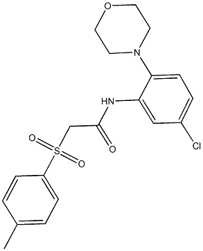 N-[5-chloro-2-(4-morpholinyl)phenyl]-2-[(4-methylphenyl)sulfonyl]acetamide 구조식 이미지