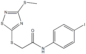 N-(4-iodophenyl)-2-{[3-(methylsulfanyl)-1,2,4-thiadiazol-5-yl]sulfanyl}acetamide 구조식 이미지