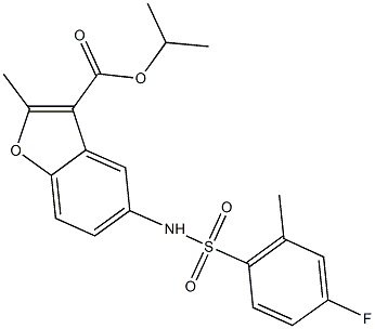 isopropyl 5-{[(4-fluoro-2-methylphenyl)sulfonyl]amino}-2-methyl-1-benzofuran-3-carboxylate Structure