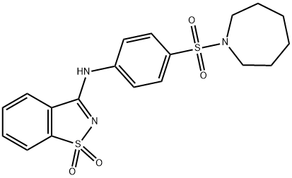 N-[4-(1-azepanylsulfonyl)phenyl]-N-(1,1-dioxido-1,2-benzisothiazol-3-yl)amine 구조식 이미지