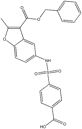 4-[({3-[(benzyloxy)carbonyl]-2-methyl-1-benzofuran-5-yl}amino)sulfonyl]benzoic acid 구조식 이미지