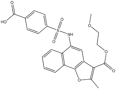 4-[({3-[(2-methoxyethoxy)carbonyl]-2-methylnaphtho[1,2-b]furan-5-yl}amino)sulfonyl]benzoic acid 구조식 이미지