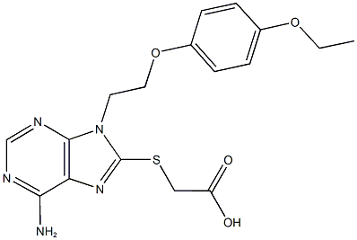 ({6-amino-9-[2-(4-ethoxyphenoxy)ethyl]-9H-purin-8-yl}sulfanyl)acetic acid 구조식 이미지