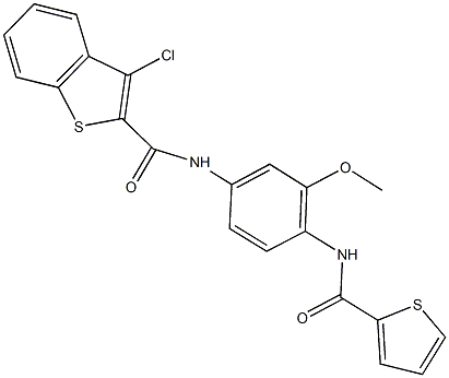 3-chloro-N-{3-methoxy-4-[(2-thienylcarbonyl)amino]phenyl}-1-benzothiophene-2-carboxamide Structure