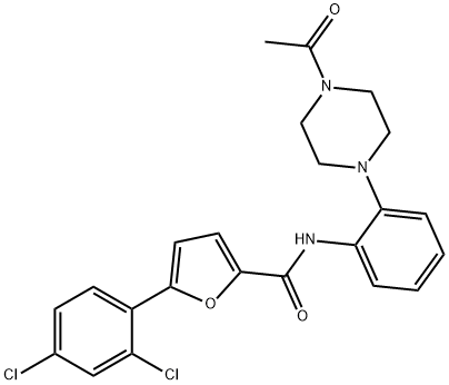 N-[2-(4-acetyl-1-piperazinyl)phenyl]-5-(2,4-dichlorophenyl)-2-furamide 구조식 이미지